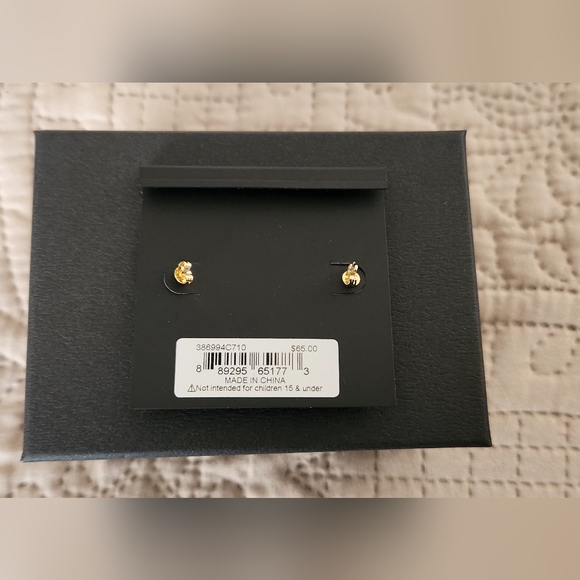 NWT Coach Yellow Gold-Tone Earrings - Picture 4 of 4